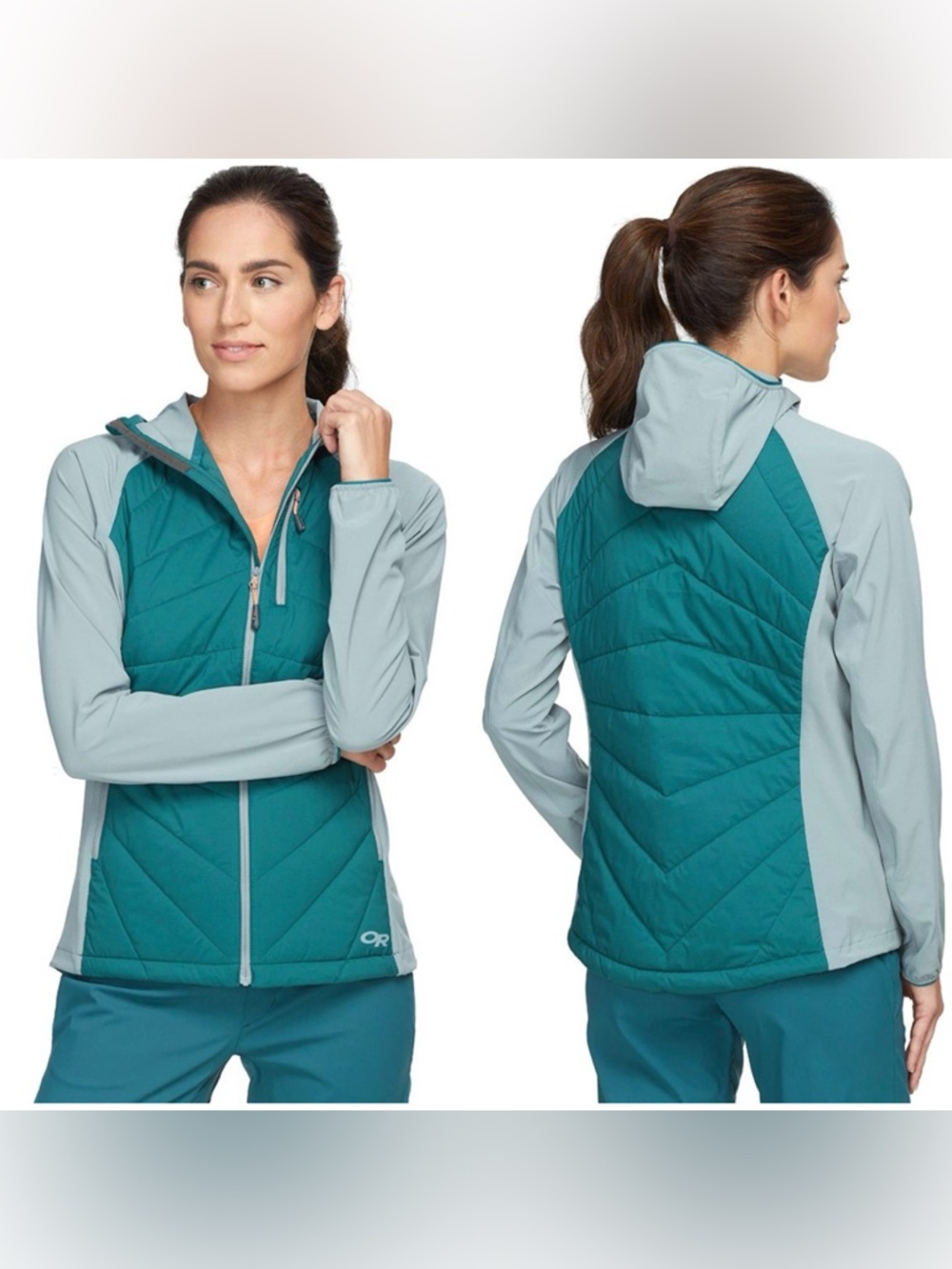 Outdoor Research Refuge Hybrid Insulated Hooded Jacket Size S Green Lightweight